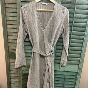 Linenfox wrap Dress stripe xs